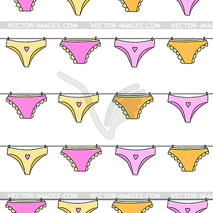 Seamless pattern with female underwear hanging on - vector clipart / vector image