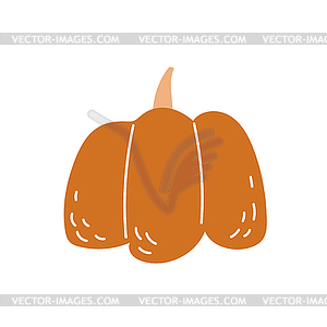 One simple pumpkin icon . Cartoon hand-drawn icon - stock vector clipart