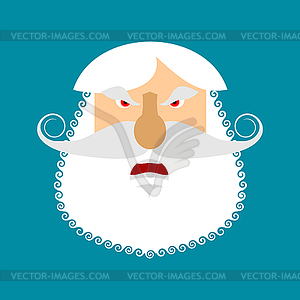 Old man angry Emoji. senior with gray beard face - vector clip art