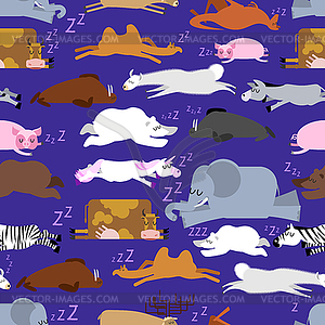 Sleeping animals seamless pattern. Seal and deer. - vector image