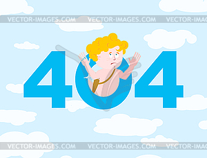 Error 404. Cupid surprise. Page not found template - vector clipart