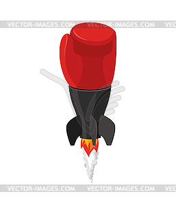 Boxing glove rocket. Sport Air bomb. Fighting rocke - vector clip art