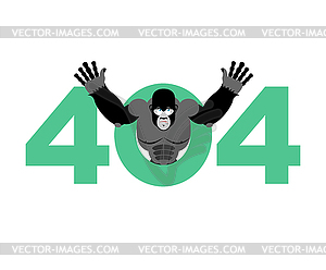 Error 404. monkey surprise. Page not found - vector clipart