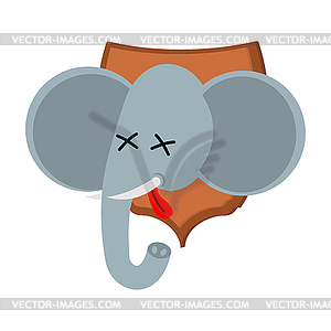 Elephant hunter trophy. Head of African animal on - vector clipart