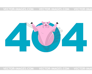 Error 404. pig surprise. Page not found template fo - vector clipart