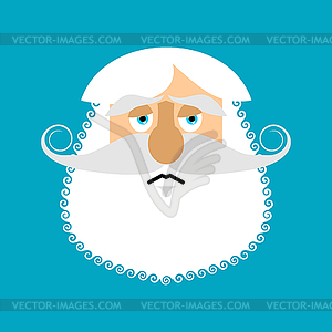 Old man sad Emoji. senior with gray beard face - vector clip art