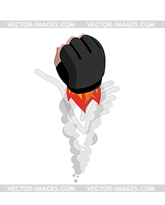 Boxing glove rocket. Sport Air bomb. Fighting rocke - royalty-free vector clipart