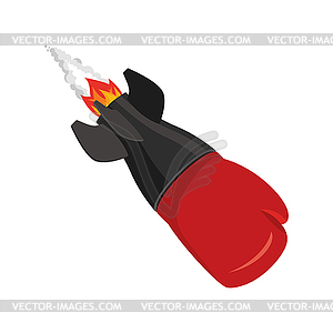 Boxing glove rocket. Sport Air bomb. Fighting rocke - vector image