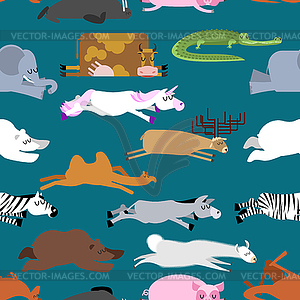 Sleeping animals seamless pattern. Seal and deer. - royalty-free vector clipart
