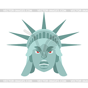 Statue of Liberty angry Emoji. US landmark statue - vector clipart