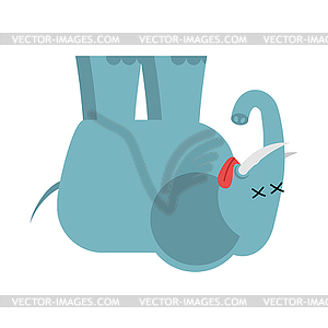 Dead elephant. African animal deceased. Corpse of - vector clip art