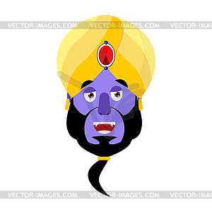 Genie happy Emoji. Magic ghost laughs emotion. - vector clipart
