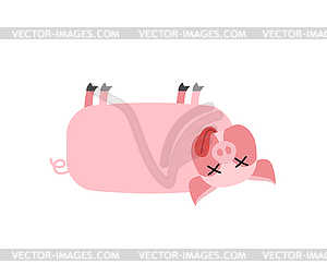 Dead pig. Farm animal is dead. Corpse of swine - vector image