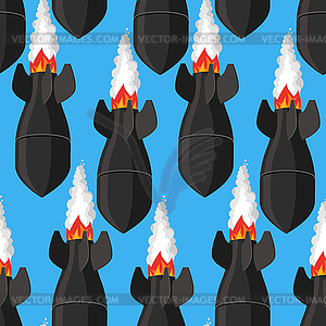 Air bomb seamless pattern. Fighting rocket - vector image