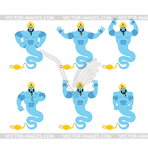 Genie set. Aggressive and good Magic ghost. - vector clip art