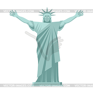 Statue of Liberty is cheerful. Happy landmark - vector clipart