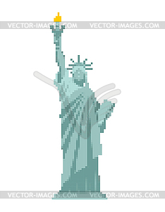 Statue of Liberty Pixel art. 8 bit landmark America - vector clipart