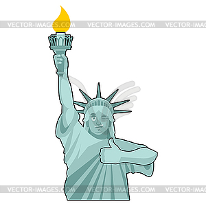 Statue of Liberty Winks. thumbs up landmark America - vector image