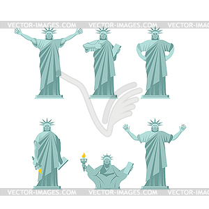 Statue of Liberty set poses. Attractions america se - vector clipart