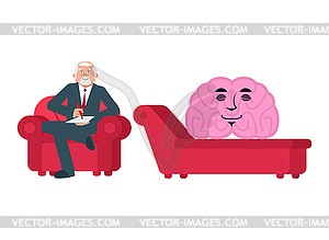 Brain is at psychologist reception. Consultation - vector image