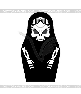 Matrioshka skull. Russian folk doll death. - white & black vector clipart