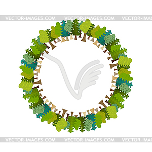 Frame is tree round. Forest background. Nature - vector clip art