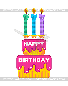 Happy birthday cake. Dessert With candles. Sweets - vector image