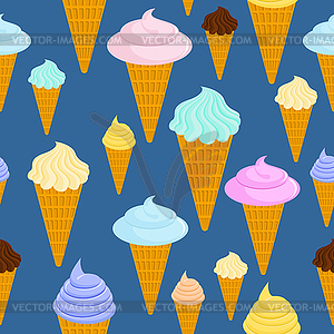 Ice cream seamless pattern. Dessert waffle cup - vector image