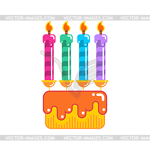 Cake for birthday and holiday. Dessert With candles - vector image