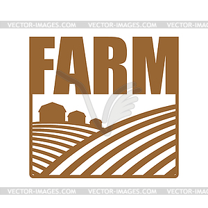 Farm logo. Agriculture sign. Arable land and farm - vector image