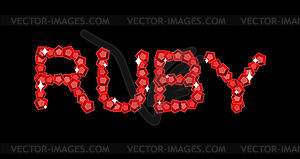 Ruby is lettering symbol. Red gemstone emblem - vector EPS clipart