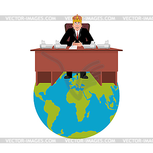 President of world in crown . Modern King is - vector clipart