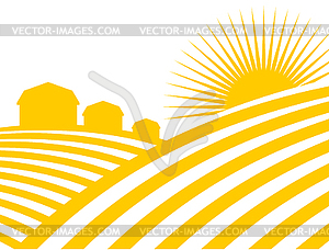 Farm abstract landscape. Fields and meadows. - vector image