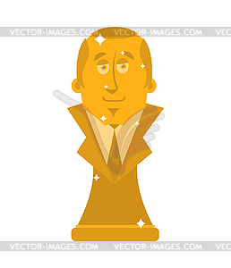 President of Golden Bust. Statuette is big boss. - vector clipart