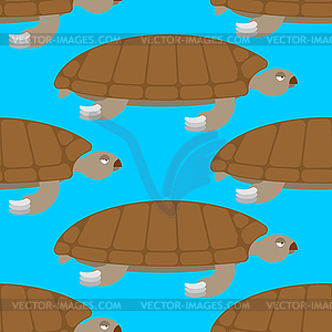Water Turtle seamless pattern. Marine animal - vector image