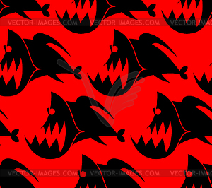 Piranha seamless pattern. Marine Predator fish - vector clip art