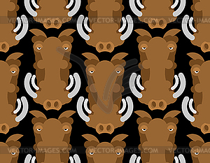Warthog wild boar seamless pattern. African pig - vector clipart