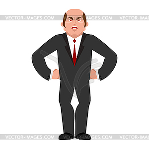 Angry businessman. Aggressive boss. Evil manager - vector image