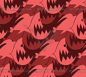 Piranha seamless pattern. Marine Predator fish - vector clip art