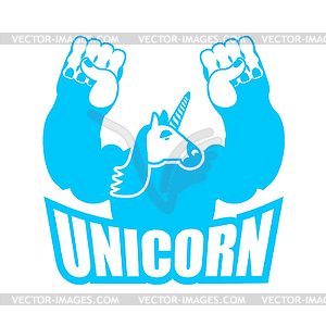 Unicorn is strong and angry. Powerful and Aggressiv - vector image