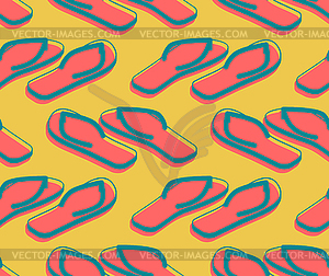 Slippers seamless pattern. Summer shoes ornament. - vector image