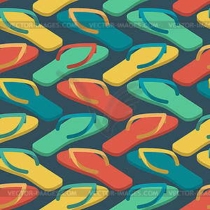 Slippers seamless pattern. Summer shoes ornament. - vector clip art