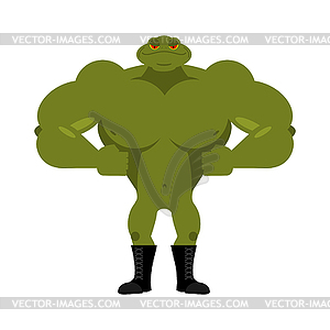 Strong frog. powerful toad with large muscles. - vector clip art