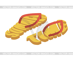 Summer time slippers lettering. Beach shoes - color vector clipart