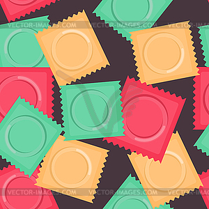 Set color Condom packed seamless pattern. - vector clipart