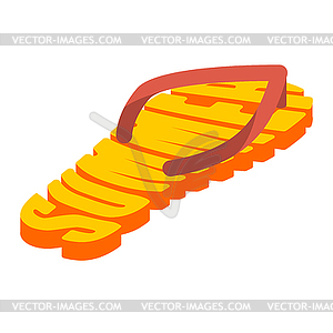 Summer and slippers lettering. Sea shoes Typography - vector clipart / vector image