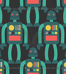 Robot seamless pattern. Retro toy background. - vector clip art