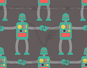 Friendly Robot seamless pattern. Retro toy - vector image