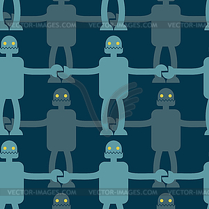 Friendly Robot seamless pattern. Retro toy - vector image