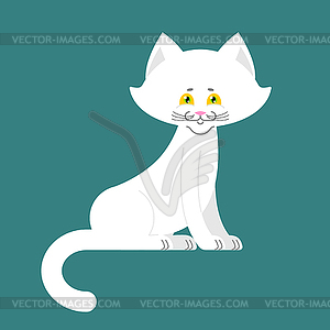 White Cat . cute kitten is sitting. Pet - vector clipart